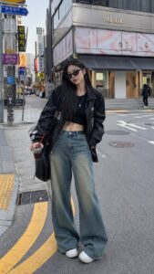 stylish korean street fashion look with oversized…
